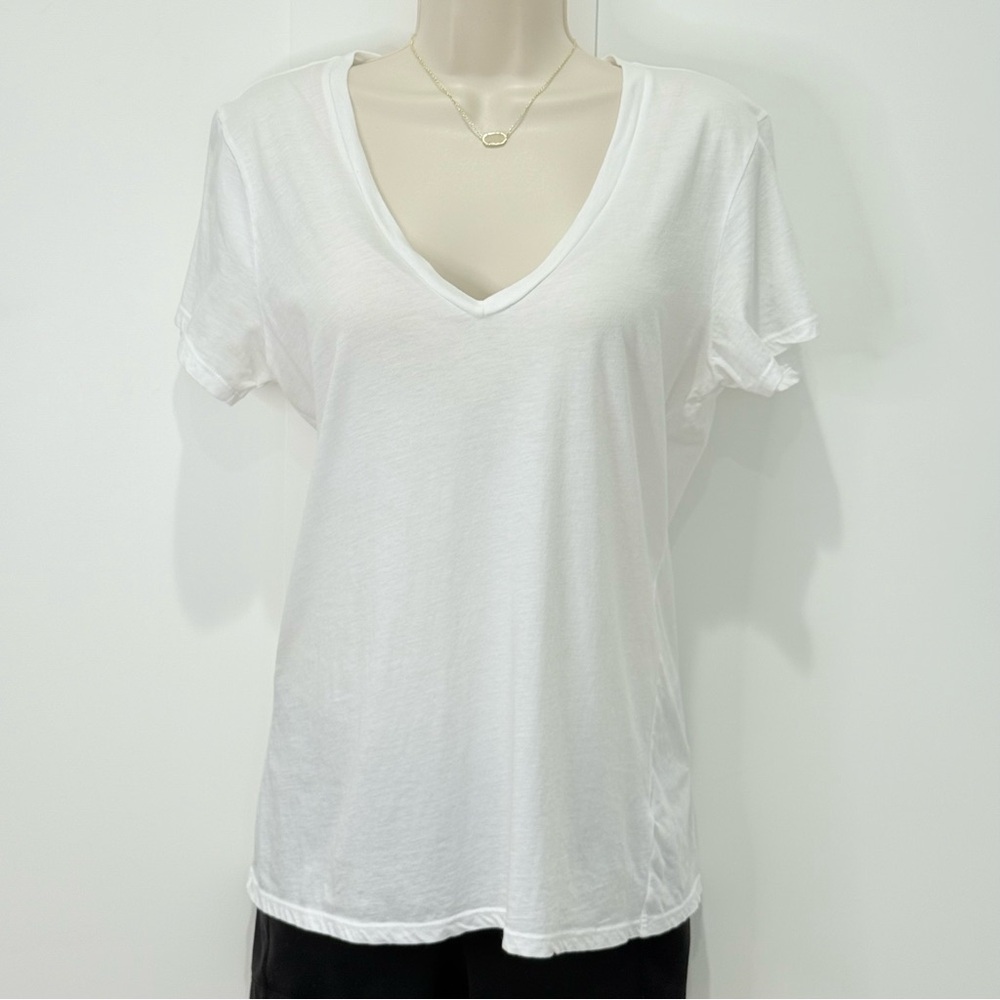 Nili Lotan White V-Neck Short Sleeve Tee - Picture 5 of 11